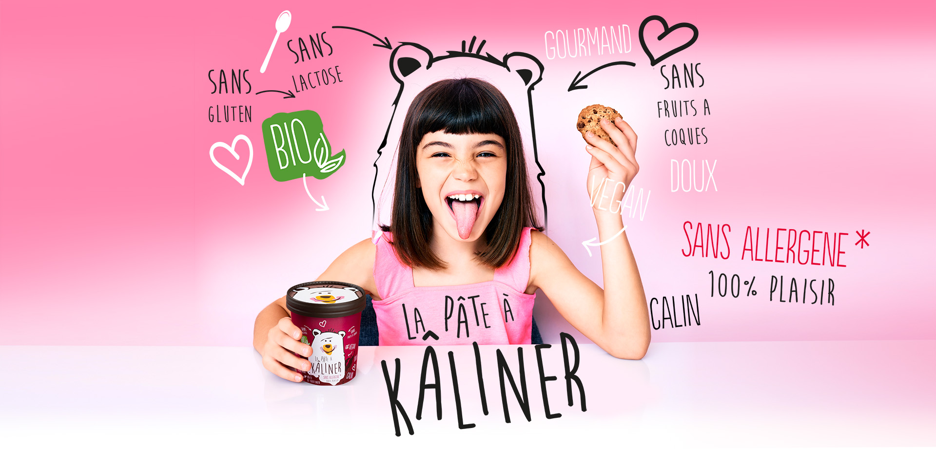 La pâte à Kaliner, sans gluten, sans lactose, gourmand, 100% bio et sans allegènes majeurs, produit vegan