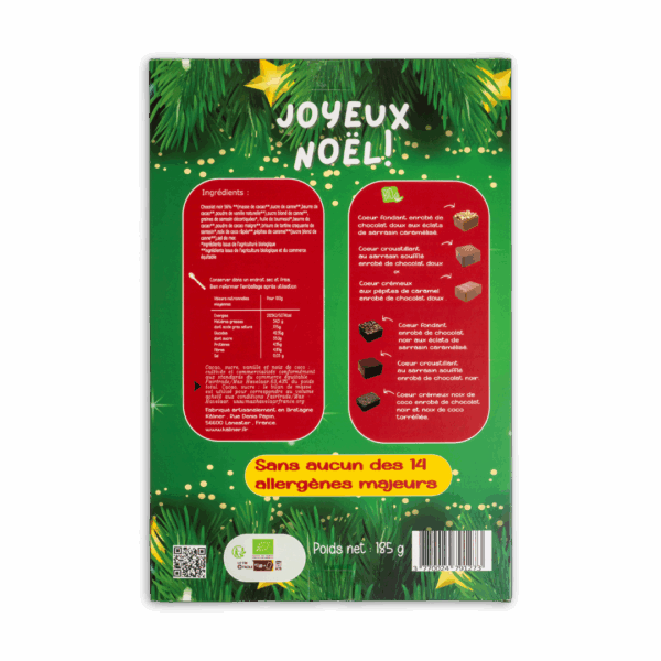 Ingrédients du calendrier de l'avent de la chocolaterie Kâliner