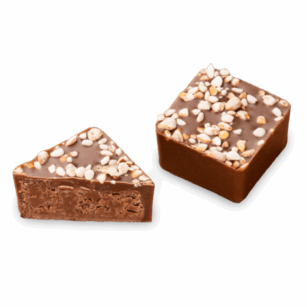 bonbon au chocolat doux et éclats de sarrasin caramélisé